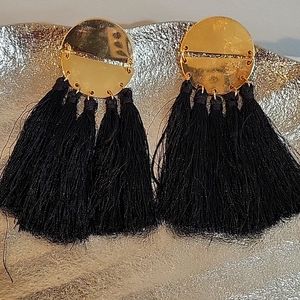 Black tassel earrings